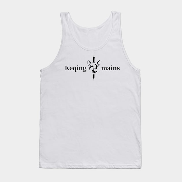 Keqing mains or コクセイメイン (Kokusei main) fan art for who mains Keqing with electro cat sword icon in black english gift set 2 Tank Top by FOGSJ